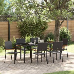 Vidaxl - Garden Dining Set 7 pcs Black 150 x 90 x 75 cm Poly Rattan Vidaxl - Garden Dining Set 7 pcs Black 150 x 90 x 75 cm Poly Rattan