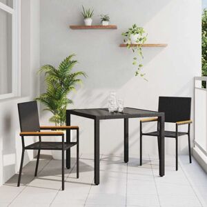 Vidaxl - Garden Dining Set 3 pcs Black 90 x 90 x 75 cm Poly Rattan Vidaxl - Garden Dining Set 3 pcs Black 90 x 90 x 75 cm Poly Rattan