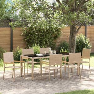 Garden Dining Set 7 pcs Beige, Black 190 x 90 x 75 cm Vidaxl Garden Dining Set 7 pcs Beige, Black 190 x 90 x 75 cm Vidaxl