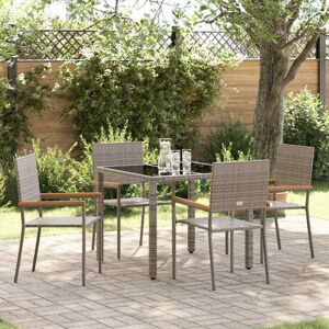 Garden Dining Set 5 pcs Grey 90 x 90 x 75 cm Poly Rattan Vidaxl Garden Dining Set 5 pcs Grey 90 x 90 x 75 cm Poly Rattan Vidaxl