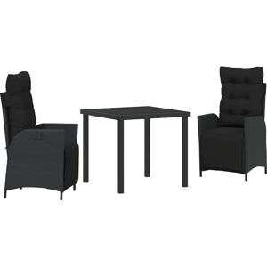 Garden Dining Set 3 pcs Black Poly rattan Vidaxl Garden Dining Set 3 pcs Black Poly rattan Vidaxl