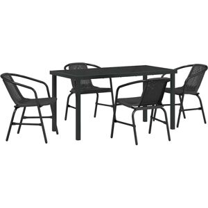 Vidaxl - Garden Dining Set 5 pcs Black Poly rattan Vidaxl - Garden Dining Set 5 pcs Black Poly rattan