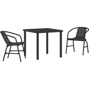 Garden Dining Set 3 pcs Black Poly rattan vidaXL Garden Dining Set 3 pcs Black Poly rattan vidaXL