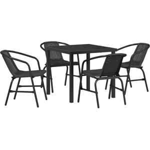 Garden Dining Set 5 pcs Black Poly rattan Vidaxl Garden Dining Set 5 pcs Black Poly rattan Vidaxl