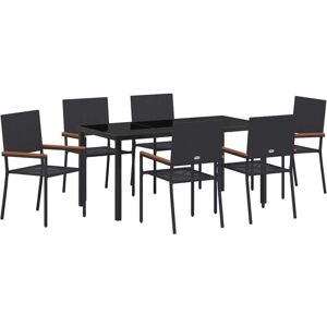 Vidaxl - Garden Dining Set 7 pcs Black Poly rattan Vidaxl - Garden Dining Set 7 pcs Black Poly rattan