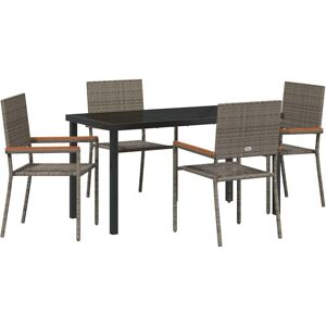 Garden Dining Set 5 pcs Grey Poly rattan Vidaxl Garden Dining Set 5 pcs Grey Poly rattan Vidaxl
