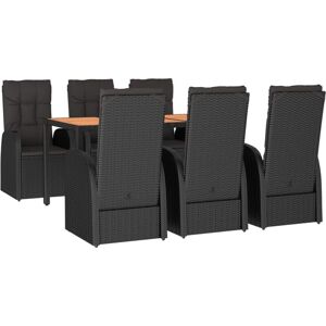7 Piece Garden Dining Set Black Poly Rattan&Solid Wood Acacia Vidaxl 7 Piece Garden Dining Set Black Poly Rattan&Solid Wood Acacia Vidaxl