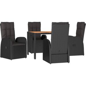 vidaXL Garden Dining Set 5 Piece Black Poly Rattan and Solid Wood Acacia - Garden Dining Set vidaXL Garden Dining Set 5 Piece Black Poly Rattan and Solid Wood Acacia - Garden Dining Set
