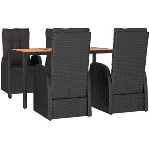 5 Piece Garden Dining Set Black Poly Rattan&Solid Wood Acacia Vidaxl 5 Piece Garden Dining Set Black Poly Rattan&Solid Wood Acacia Vidaxl