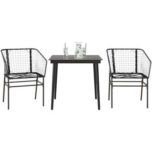 3 Piece Garden Dining Set Black Poly Rattan Glass Vidaxl 3 Piece Garden Dining Set Black Poly Rattan Glass Vidaxl