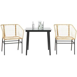 3 Piece Garden Dining Set Brown Poly Rattan Glass Vidaxl 3 Piece Garden Dining Set Brown Poly Rattan Glass Vidaxl