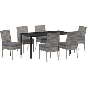 Garden Dining Set 7 pcs Grey Poly rattan Vidaxl Garden Dining Set 7 pcs Grey Poly rattan Vidaxl