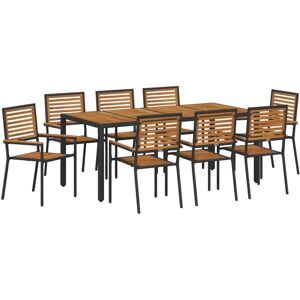 Garden Dining Set 9 pcs Black Poly Rattan vidaXL Garden Dining Set 9 pcs Black Poly Rattan vidaXL