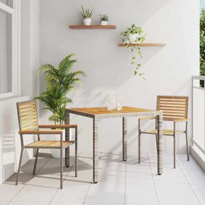 Vidaxl - Garden Dining Set 3 pcs Grey 90 x 90 x 75 cm Poly Rattan Vidaxl - Garden Dining Set 3 pcs Grey 90 x 90 x 75 cm Poly Rattan