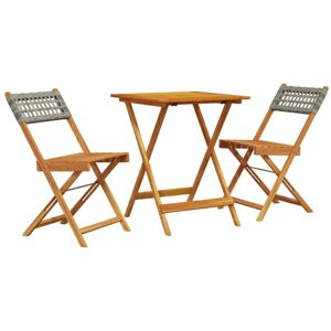 3 Piece Bistro Set Grey Poly Rattan and Solid Wood Vidaxl 3 Piece Bistro Set Grey Poly Rattan and Solid Wood Vidaxl