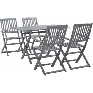 5 Piece Garden Dining Set Solid Acacia Wood Grey Vidaxl 5 Piece Garden Dining Set Solid Acacia Wood Grey Vidaxl