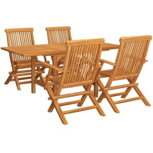 5 Piece Garden Dining Set Solid Teak Wood vidaXL 5 Piece Garden Dining Set Solid Teak Wood vidaXL
