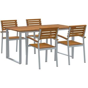 Vidaxl - Garden Dining Set 5 pcs Grey and brown Solid acacia wood Vidaxl - Garden Dining Set 5 pcs Grey and brown Solid acacia wood