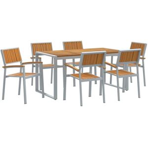 Garden Dining Set 7 pcs Grey and brown 160 x 80 x 75 cm Vidaxl Garden Dining Set 7 pcs Grey and brown 160 x 80 x 75 cm Vidaxl