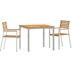 Garden Dining Set 3 pcs Brown Solid teak wood & stainless steel Vidaxl Garden Dining Set 3 pcs Brown Solid teak wood & stainless steel Vidaxl