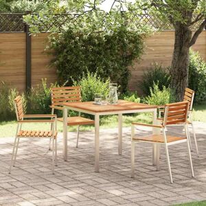 Garden Dining Set 5 pcs Brown Solid teak wood & stainless steel Vidaxl Garden Dining Set 5 pcs Brown Solid teak wood & stainless steel Vidaxl