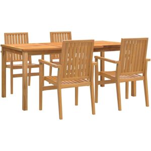 Vidaxl Garden Dining Set - Teak Wood 5 Pieces Outdoor Table & Chairs Vidaxl Garden Dining Set - Teak Wood 5 Pieces Outdoor Table & Chairs