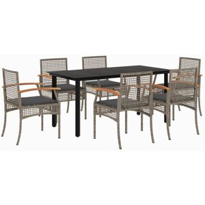 VIDAXL Garden Dining Set - Gray - 7 pcs VIDAXL Garden Dining Set - Gray - 7 pcs