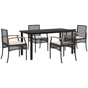 Vidaxl Garden Furniture Set 5Pcs Black Rattan Cushions Vidaxl Garden Furniture Set 5Pcs Black Rattan Cushions