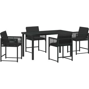 Garden Dining Set 5 pcs Black Poly Rattan vidaXL Garden Dining Set 5 pcs Black Poly Rattan vidaXL