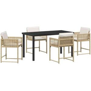 Garden Dining Set 5 pcs Beige Poly Rattan vidaXL Garden Dining Set 5 pcs Beige Poly Rattan vidaXL