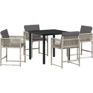 Garden Dining Set 5 pcs Light Grey Poly Rattan vidaXL Garden Dining Set 5 pcs Light Grey Poly Rattan vidaXL