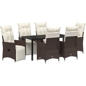 Garden Dining Set with Cushion 7 pcs Brown Poly rattan vidaXL Garden Dining Set with Cushion 7 pcs Brown Poly rattan vidaXL