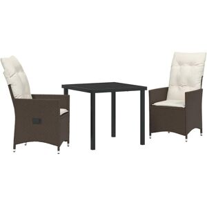 Garden Dining Set with Cushion 3 pcs Brown Poly rattan Vidaxl Garden Dining Set with Cushion 3 pcs Brown Poly rattan Vidaxl