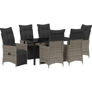 Garden Dining Set with Cushion 7 pcs Grey Poly rattan vidaXL Garden Dining Set with Cushion 7 pcs Grey Poly rattan vidaXL