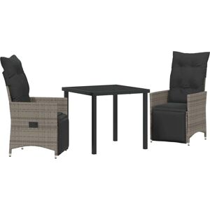 Garden Dining Set with Cushion 3 pcs Grey Poly Rattan vidaXL Garden Dining Set with Cushion 3 pcs Grey Poly Rattan vidaXL