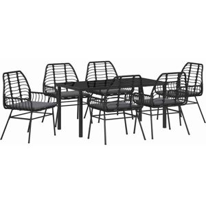 Vidaxl - Garden Dining Set 7 pcs Black Poly Rattan Vidaxl - Garden Dining Set 7 pcs Black Poly Rattan