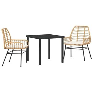 Garden Dining Set 3 pcs Brown Poly Rattan vidaXL Garden Dining Set 3 pcs Brown Poly Rattan vidaXL