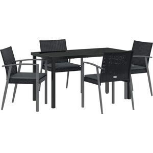 Garden Dining Set 5 pcs Black Poly rattan Vidaxl Garden Dining Set 5 pcs Black Poly rattan Vidaxl
