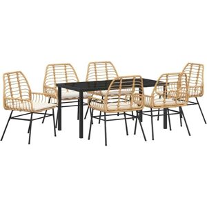 Garden Dining Set 7 pcs Brown Poly Rattan vidaXL Garden Dining Set 7 pcs Brown Poly Rattan vidaXL
