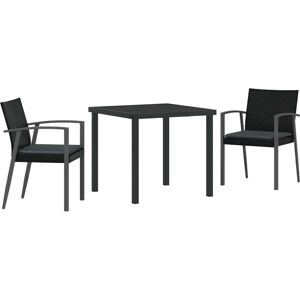 Garden Dining Set 3 pcs Black Poly rattan Vidaxl Garden Dining Set 3 pcs Black Poly rattan Vidaxl