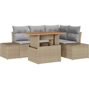 Vidaxl - Garden Sofa Set with Cushion 5 pcs Beige, Grey 100 x 55 x 73 cm Vidaxl - Garden Sofa Set with Cushion 5 pcs Beige, Grey 100 x 55 x 73 cm