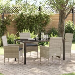 Vidaxl - Garden Dining Set with Cushion 5 pcs Light grey Poly rattan Vidaxl - Garden Dining Set with Cushion 5 pcs Light grey Poly rattan