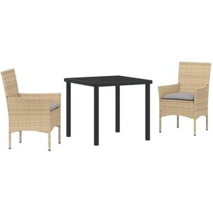 Garden Dining Set with Cushion 3 pcs Beige Poly rattan Vidaxl Garden Dining Set with Cushion 3 pcs Beige Poly rattan Vidaxl