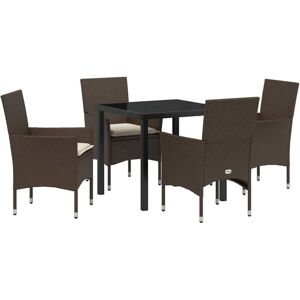 Garden Dining Set with Cushion 5 pcs Brown Poly rattan Vidaxl Garden Dining Set with Cushion 5 pcs Brown Poly rattan Vidaxl