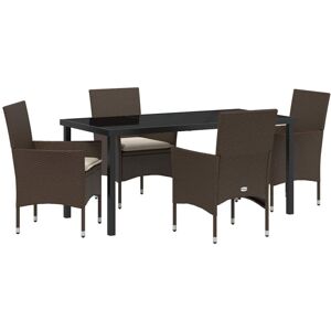 Garden Dining Set with Cushion 5 pcs Brown Poly rattan Vidaxl Garden Dining Set with Cushion 5 pcs Brown Poly rattan Vidaxl