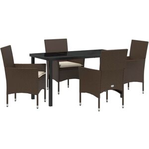 Garden Dining Set with Cushion 5 pcs Brown Poly rattan Vidaxl Garden Dining Set with Cushion 5 pcs Brown Poly rattan Vidaxl