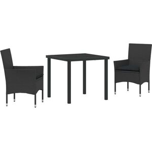Garden Dining Set with Cushion 3 pcs Black Poly rattan Vidaxl Garden Dining Set with Cushion 3 pcs Black Poly rattan Vidaxl