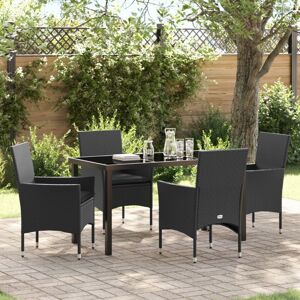 Garden Dining Set with Cushion 5 pcs Black Poly rattan Vidaxl Garden Dining Set with Cushion 5 pcs Black Poly rattan Vidaxl