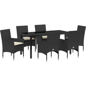 Garden Dining Set with Cushion 7 pcs Black Poly rattan Vidaxl Garden Dining Set with Cushion 7 pcs Black Poly rattan Vidaxl