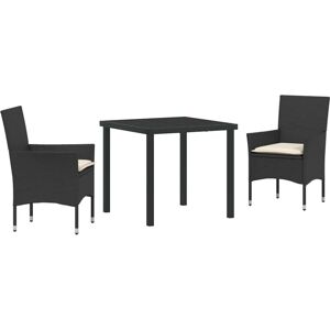 Garden Dining Set with Cushion 3 pcs Black Poly rattan Vidaxl Garden Dining Set with Cushion 3 pcs Black Poly rattan Vidaxl